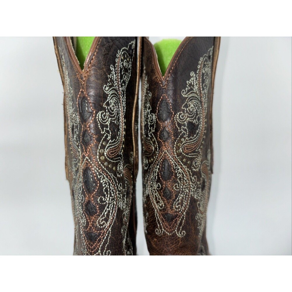 Shyanne Isabelle Inlay Stud Western Boot Brown Womens Size 8.5 - Picture 10 of 16